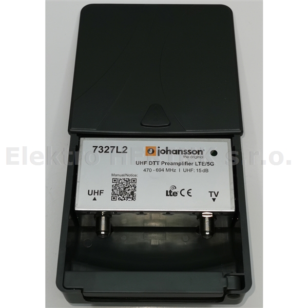 Johansson 7327 L2 předzesilovač UHF 15 dB, 5-24 V, LTE 5G