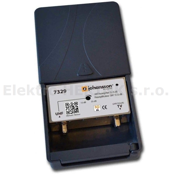 Johansson 7329 předzesilovač UHF 15-35 dB, 24 V, LTE 5G