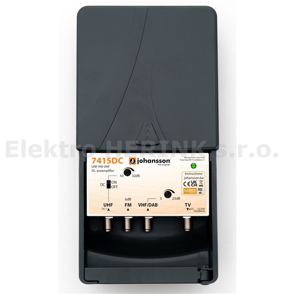 Johansson 7415 DC   zesilovač FM, III, UHF (6, 23, 32 dB), 24 V, 5G