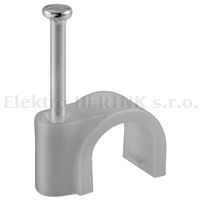 Příchytka kabelová prům. 6 mm s ocel. hřebíkem, bal. 100 ks