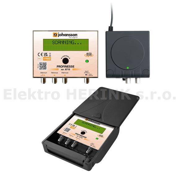 Johansson KIT 6715   zesilovač programovatelný, 32x filtr, 50 dB, 90 dBµV, s externím zdrojem
