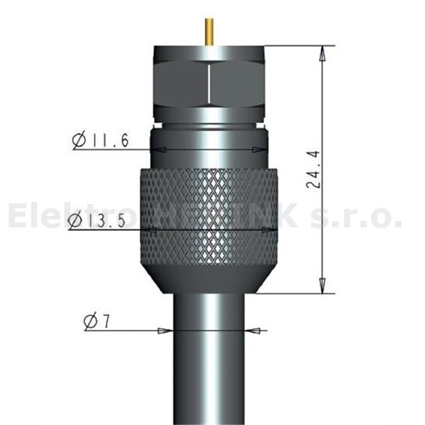 Konektor F  pro prům. 6,8 - 7,0 mm koax. kabelu
