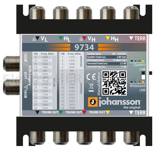 9734 SCR multipřepínač<br/>4x SAT-MF / 2x SCR výstup