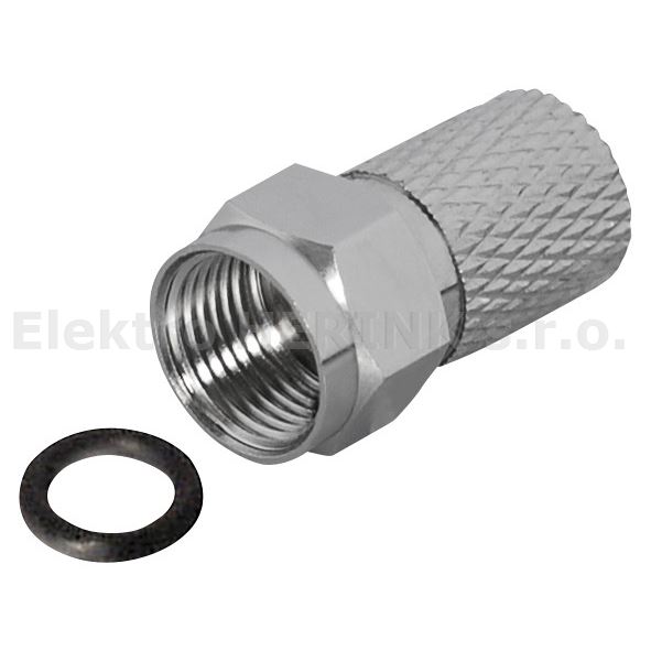 Konektor F  8,2 mm   široká mat., šroubovací s těsněním