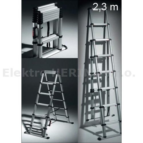 TELESTEPS   kombi teleskopiský žebřík 6+2 stupně, 2,3m
