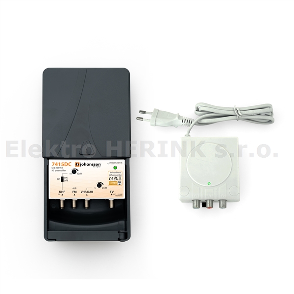 Johansson KIT 7415 DC   zesilovač FM, III, UHF (6, 23, 32 dB), 12-24 V, 5G