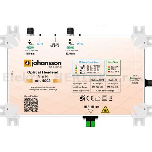 Johansson 4002   optický vysílač<br/>2x vlnová délka, AGC & ASC