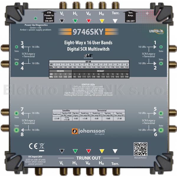9746   SCR multipřepínač, 4x SAT-MF / 8x SCR výstup