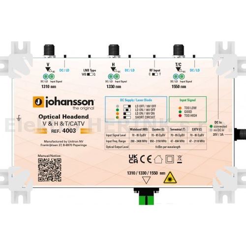 Johansson 4003   optický vysílač<br/>3x vlnová délka, AGC & ASC