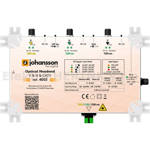 Johansson 4003   optický vysílač<br/>3x vlnová délka, AGC & ASC