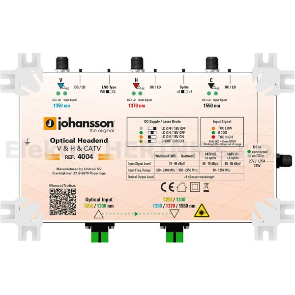 Johansson 4004   optický vysílač<br/>5x vlnová délka, AGC & ASC